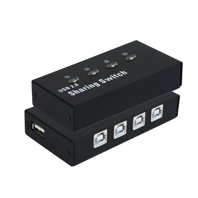 Du 4 mewn 1 Allan USB 2.0 Rhannu Switch